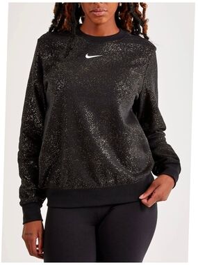 Nike Women's Black Metallic Speckle Crew Sweatshirt Sizw 2 XL